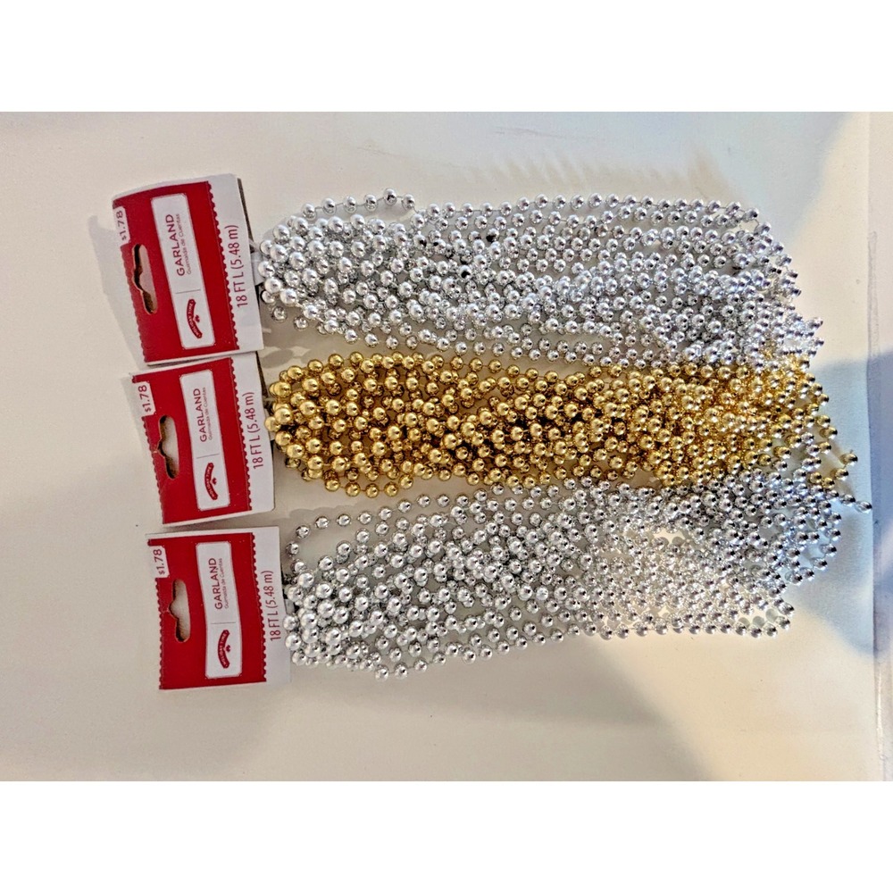 Plastic Metallic Color  Bead Christmas Garlands Silver Gold